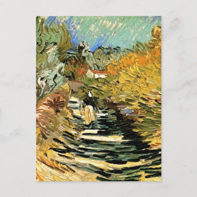 Väg i St Remy med Figur av Vincent van Gogh Vykort (Framsida)