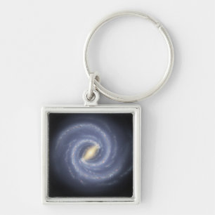 Väg karta till vår Galaxy i Milky Way Fyrkantig Silverfärgad Nyckelring