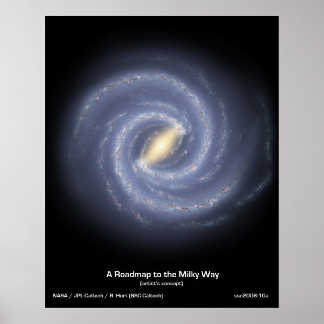 Väg karta till vår Galaxy på Milky Way Poster (Framsidan)