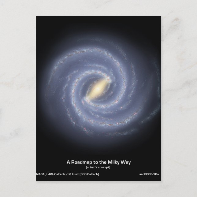 Väg karta till vår Galaxy på Milky Way Vykort (Framsida)