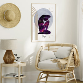 Våg Lila Guld Femininin Zodiac Design Poster
