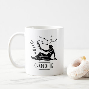 Våg Maiden Constellation Custom Name Birthday Kaffemugg