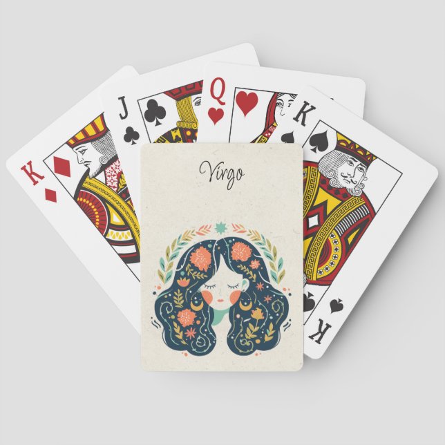 Våg Maiden Zodiac Blommigt Casinokort (Baksidan)