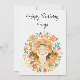 Våg Maiden Zodiac Boho-platta födelsedagskort
