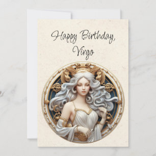 Våg Maiden Zodiac - minimalistiskt födelsedagskort