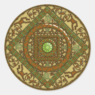Våg Mandala Sticker Runt Klistermärke