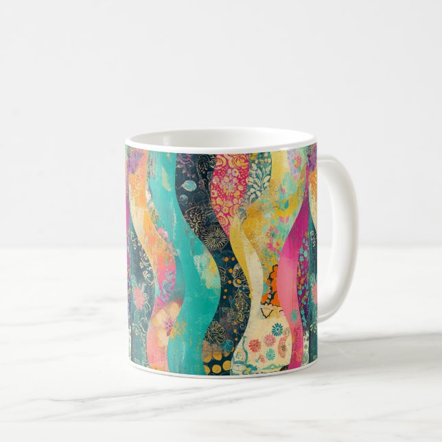 Våg med flera Färgader Kaffemugg (Framsida höger)