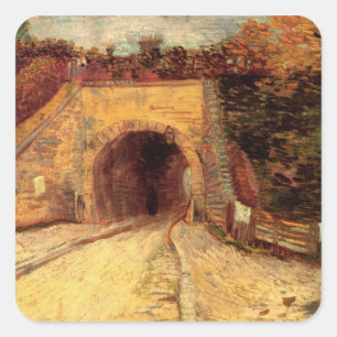 Väg med undergångsviadukt av Vincent van Gogh Fyrkantigt Klistermärke