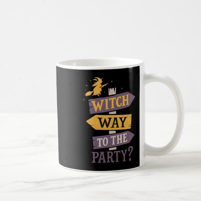 Väg mot Party Funny Halloween-teckenpilar Kaffemugg (Höger)