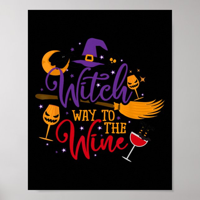 Väg mot Vin Halloween-drickande för Wicca Poster (Framsidan)