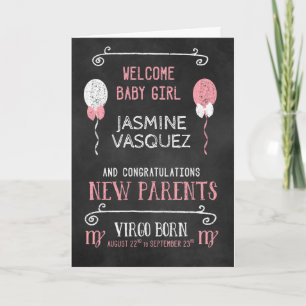 VÅG Nyfödd bebis Girl Born Aug 22 to Sep 23 Kort