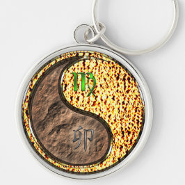 Våg och brandkanin rund silverfärgad nyckelring