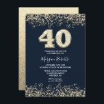 Väg- och Guld-Manar-kvinnor 40:e födelsedag Party Inbjudningar<br><div class="desc">Den 40:e inbjudan till Faux Guld Glitter-konfetti till marinen Navy & Guld är 40:e födelsedag. Matchande samling i Niche- och Nest-butiken. Design Courtesy of Studio Danmark</div>