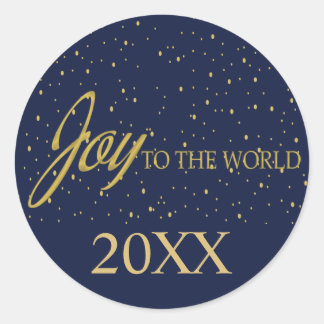 Väg och Guld Snö Joy till World Sticker Runt Klistermärke