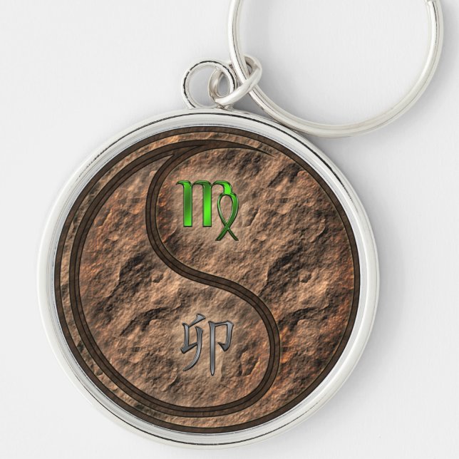 Våg och jordkanin rund silverfärgad nyckelring (Framsidan)