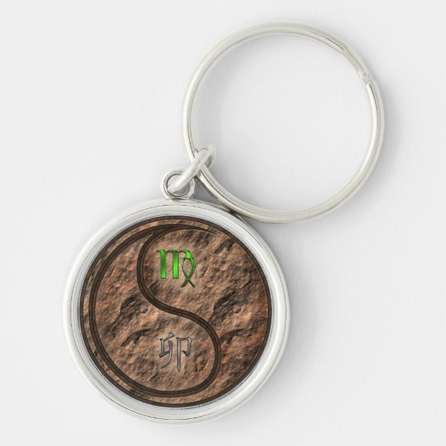 Våg och jordkanin rund silverfärgad nyckelring (Framsidan)