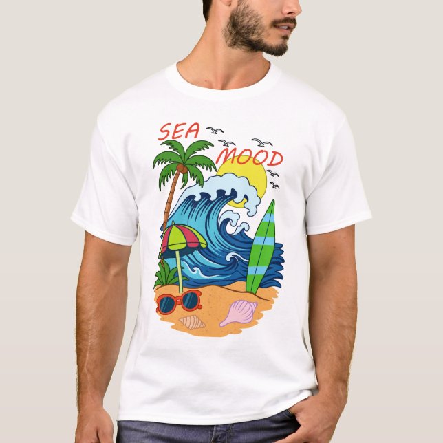 Våg och palmerträd Herr T-shirt (Framsida)