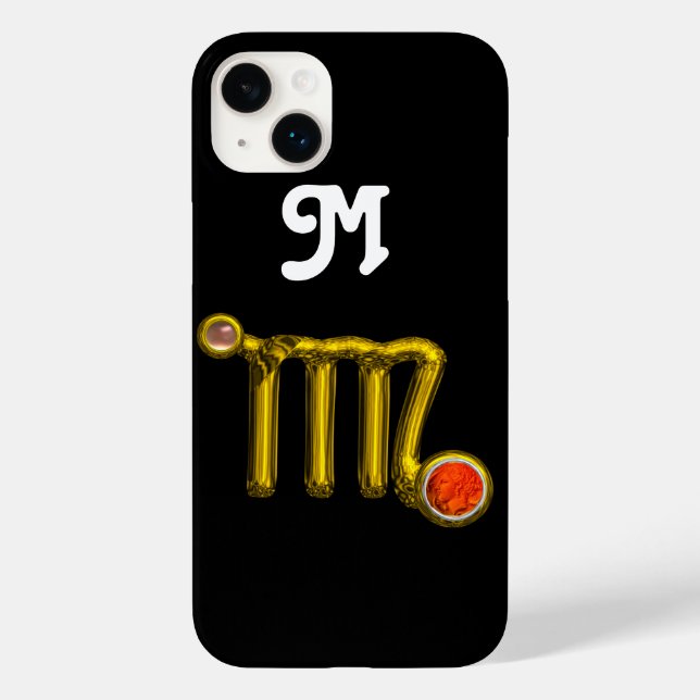 VÅG ORANGE AGATE GULD ZODIAC SIGN JEWEL MONOGRAM (Baksida)