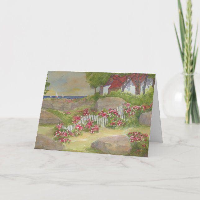 Väg på skolhuset Lane Monhegan Island Maine Kort (Framsida)