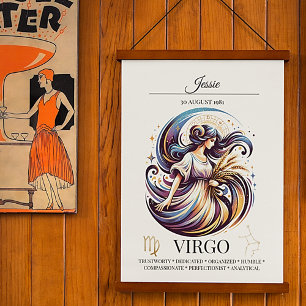 Våg Personlig Elegant Zodiac Vattenfärg Poster