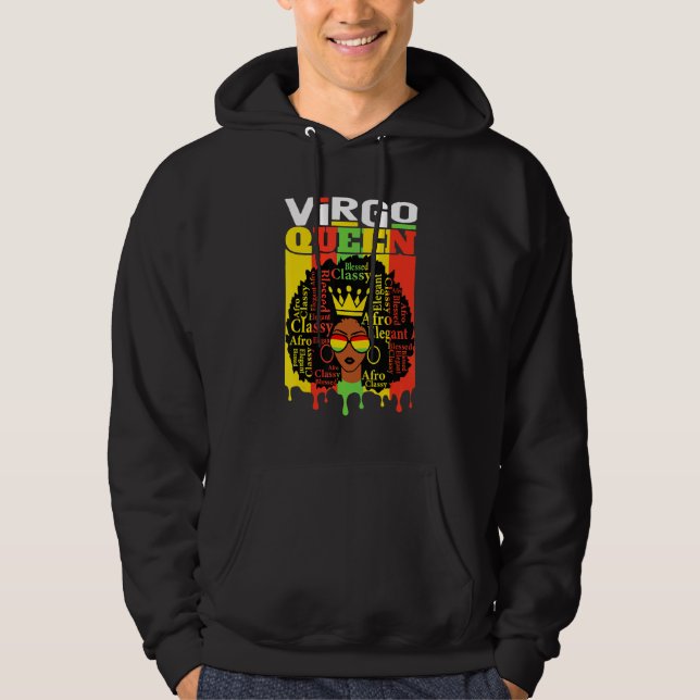 Våg Queen Zodiac Afro Hair Stil Blsed Classy Hoodie (Framsida)