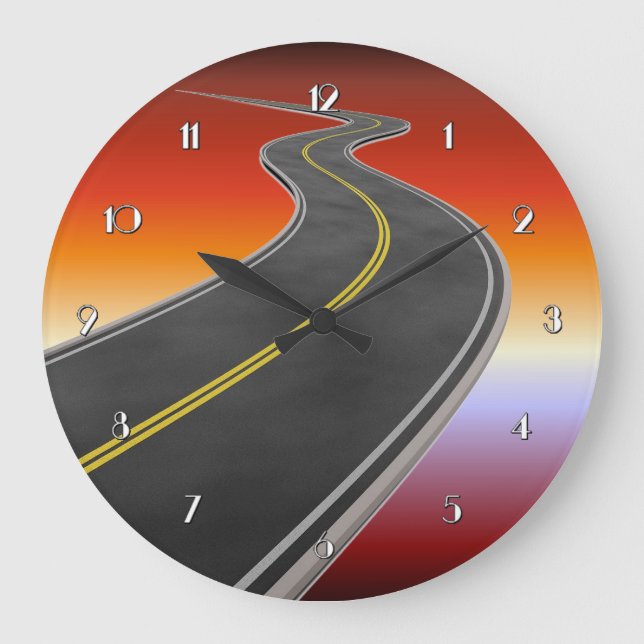 Väg Resa Sunset Highway Wall Clock Stor Klocka (Framsida)