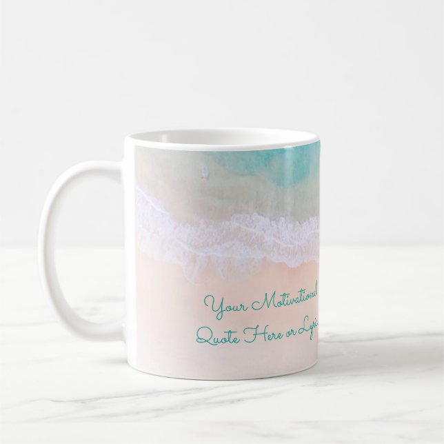 Våg-, sand-, båge- och motivcitat kaffemugg (Vänster)