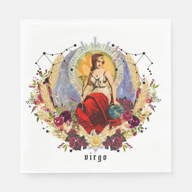 VÅG September Birthday Zodiac Födelsedagsfest Pappersservett (Framsidan)