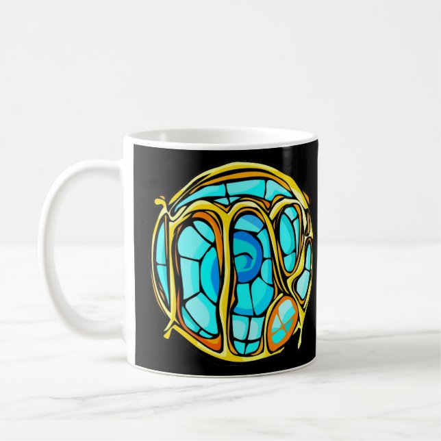 Våg-symbol för Blue Gemstone Färgad Kaffemugg (Vänster)