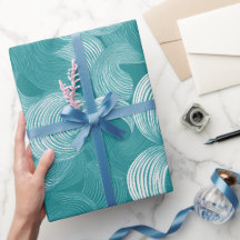 Våg Teal Aqua Rörelse Vit Abstrakt Mönster