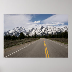 Väg till den Teton bergskedjan Poster