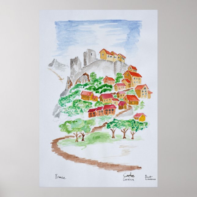 Väg till fästningen Corte | Korsika, Frankrike Poster (Framsidan)