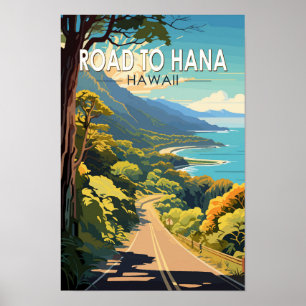 Väg till Hana Maui Hawaii Resa Konst Vintage Poster