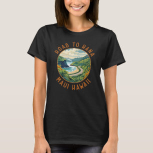 Väg till Hana Maui Hawaii Retro Distress Circle T Shirt
