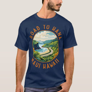 Väg till Hana Maui Hawaii Retro Distress Circle T T Shirt