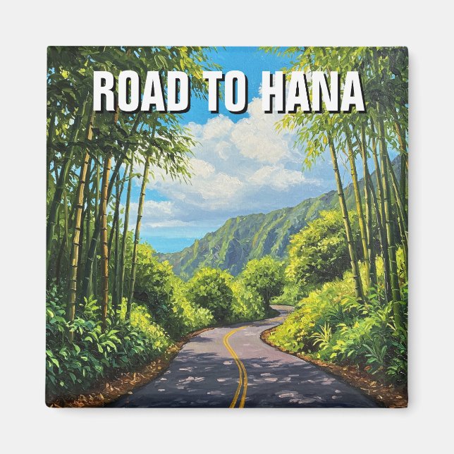 Väg till hana Maui Hawaii Travel Magnet (Framsidan)