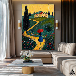 Väg till hemmet - Naïf Whimsical Journey Art Poster
