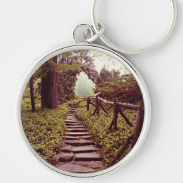 Väg till ljus rund silverfärgad nyckelring