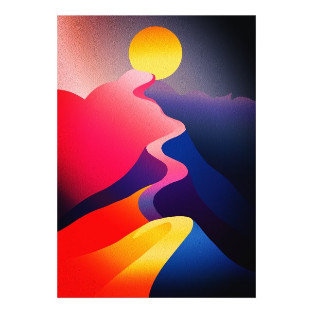 Väg till Sol - Vibrant Abstrakt Mountain Fototryck (Framsidan)