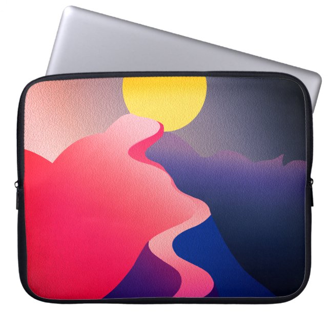 Väg till Sol - Vibrant Abstrakt Mountain Laptop Fodral (Framsidan)