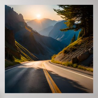 Väg till solnedgång poster