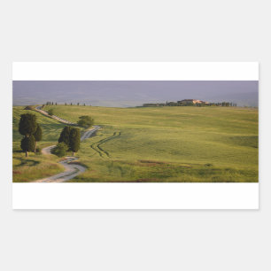 Väg till Terrapille i Tuscany den rektangulära Rektangulärt Klistermärke