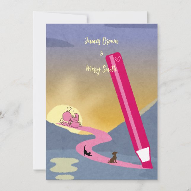 Väg vi ritar bröllop inbjudningar (Framsida)