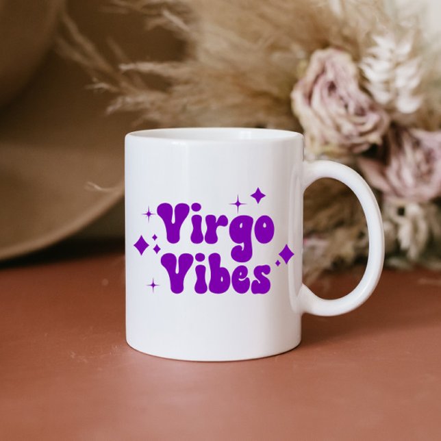Våg Vibes Zodiac Astrology Lila Stars Coffee M Kaffemugg (Skapare uppladdad)