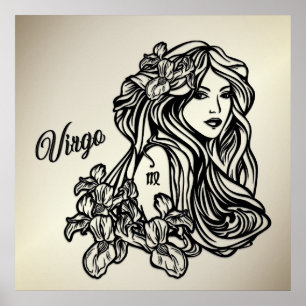 Våg Virgin Zodiac Golden Poster