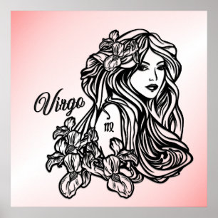 Våg Virgin Zodiac Rosa Poster