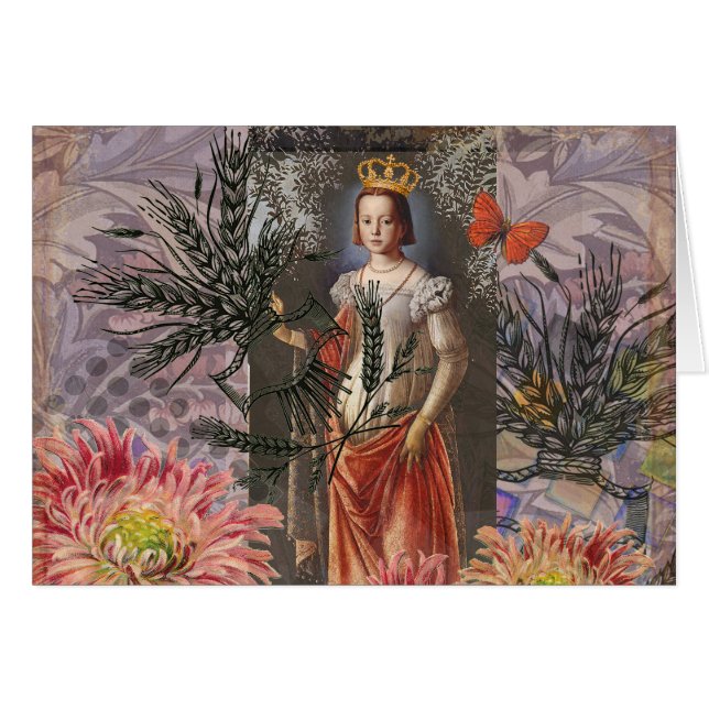 Våg Woman Porträtt Antique Colorful Rik Hälsningskort (Framsidan Horizontal)