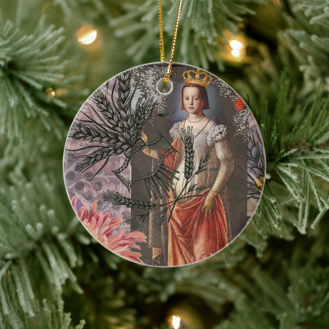 Våg Woman Porträtt Antique Colorful Rik Julgransprydnad Keramik (Träd)