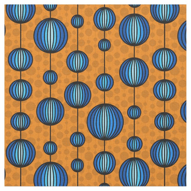 Väg Zen Fabric - Orange och blå Abstrakt Tyg (Närbild)