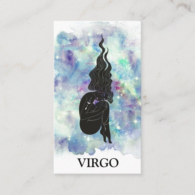 *~* VÅG Zodiac Astrology Läser blåfärgad kalk Visitkort (Framsida)